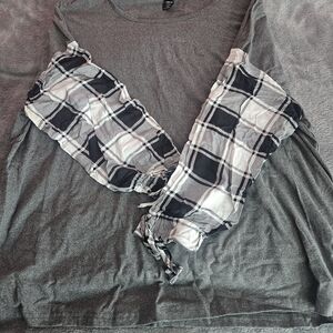 SHEIN Gray and Plaid Blouse
